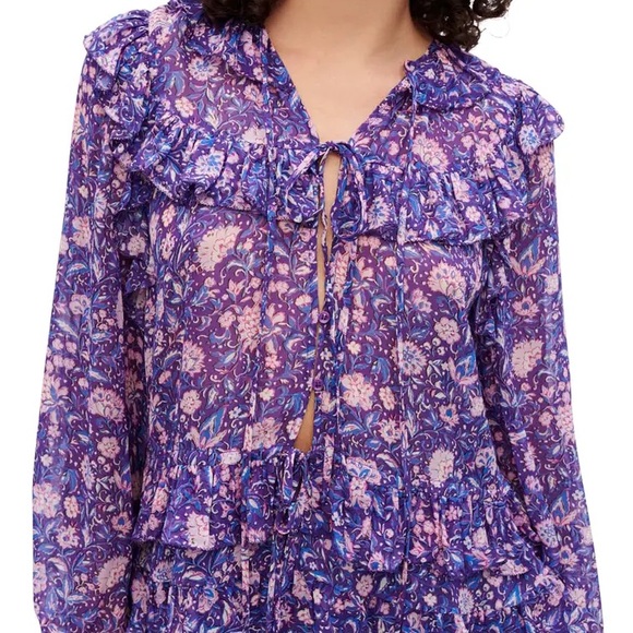 Maje Tops - Maje Loleta Floral Ruffle Blouse